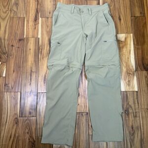 LL Bean Water Resistant Cresta Hiking Zip Off Pants Mens 34x32 Beige Convertible